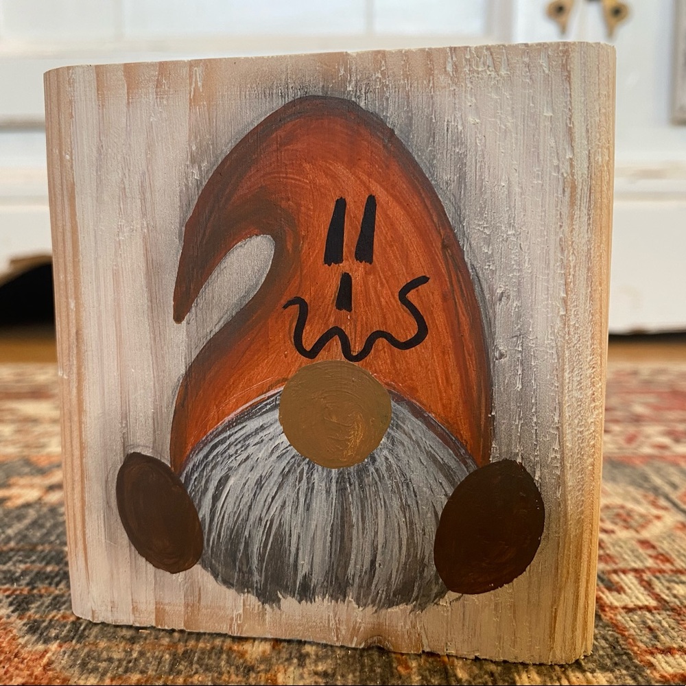 Handmade rustic farmhouse pumpkin gnome